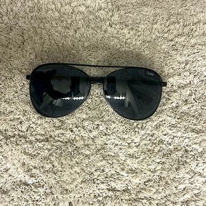 Quay Australia oversized aviator style sunglasses with case. Black